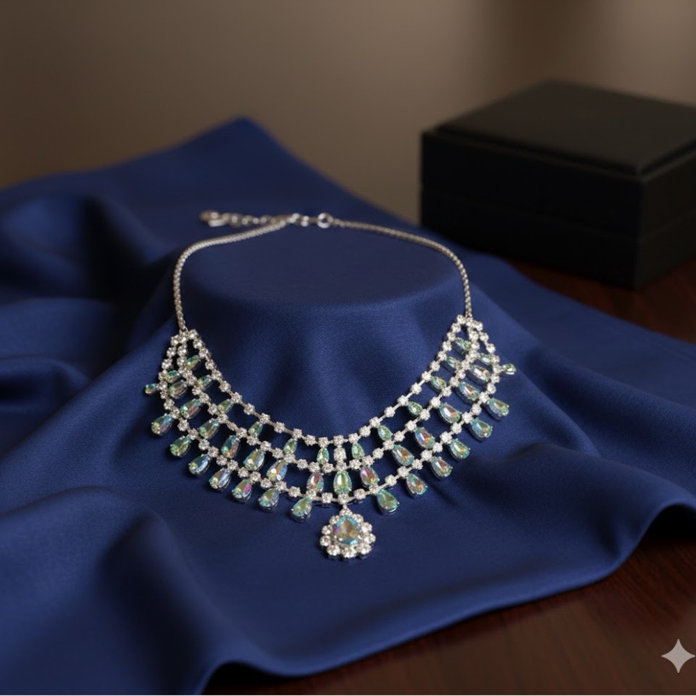 Rainbow Iridescent Statement Bib Collar Necklace